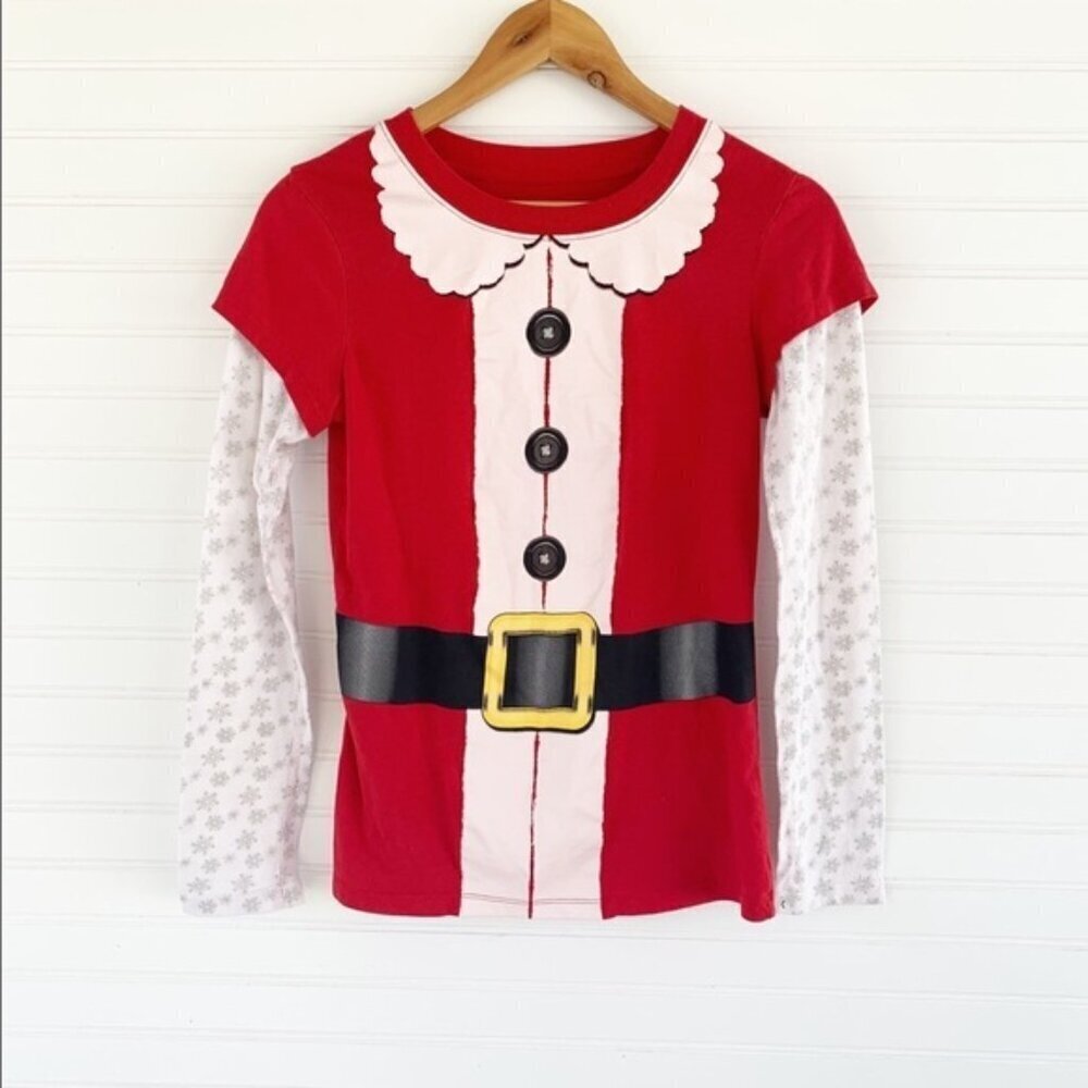 Cold Crush Santa Suit Layered Long Sleeve Shirt Size M Red Snowflake Holiday Tee